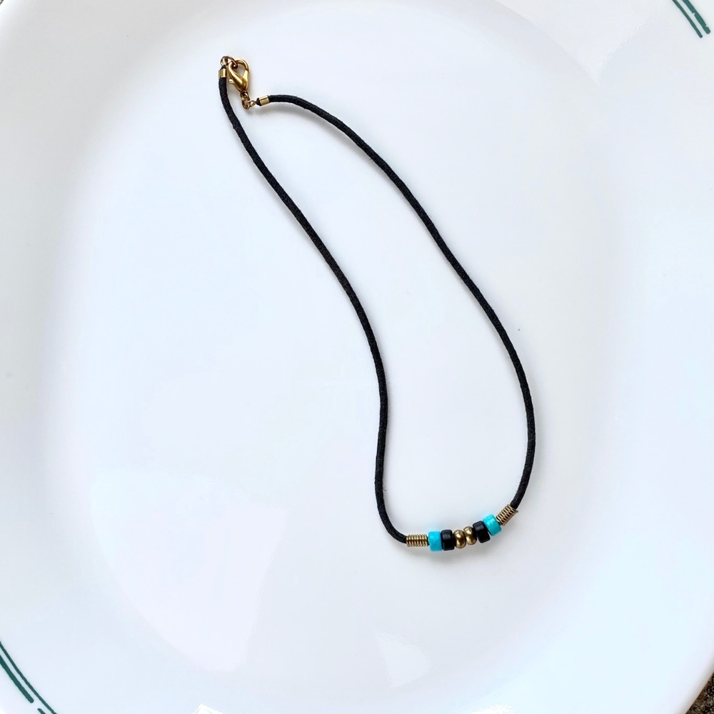 Blue Beaded Choker Necklace